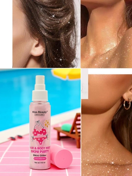 Summer Spray - Skystas švytėjimo suteikiantis purškalas plaukams ir kūnui Braškinis