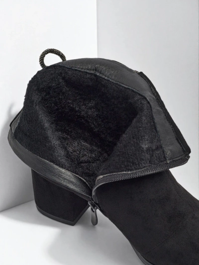 Moteriški eko zomšiniai aulinukai su storu kulnu Ornella