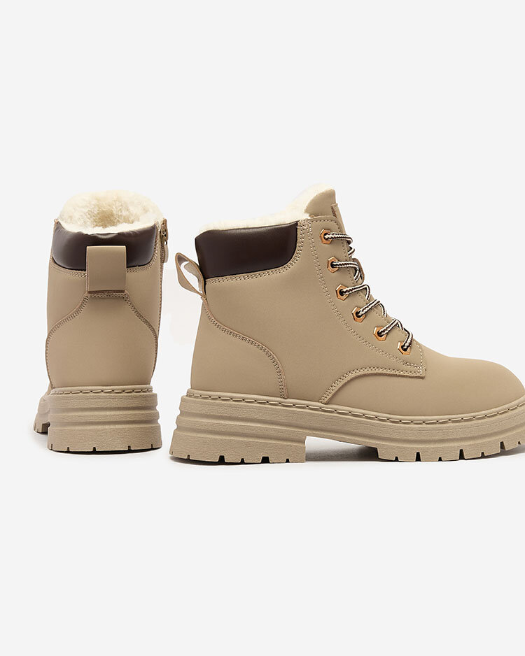 "Royalfashion" Pilkai rudi moteriški apšiltinti traperiniai batai "Radoras"