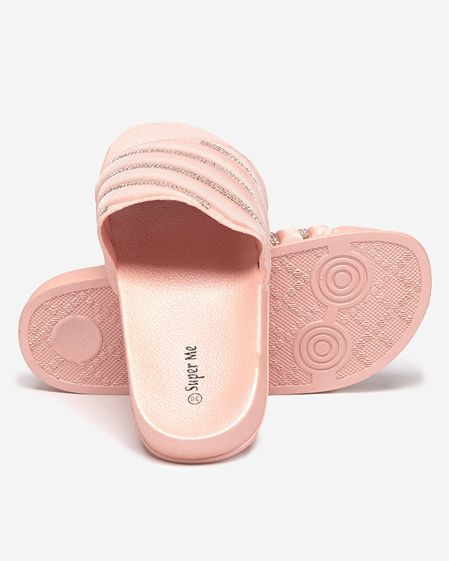 OUTLET Нежно-розовые женские тапочки с фианитами Mytaris - Обувь