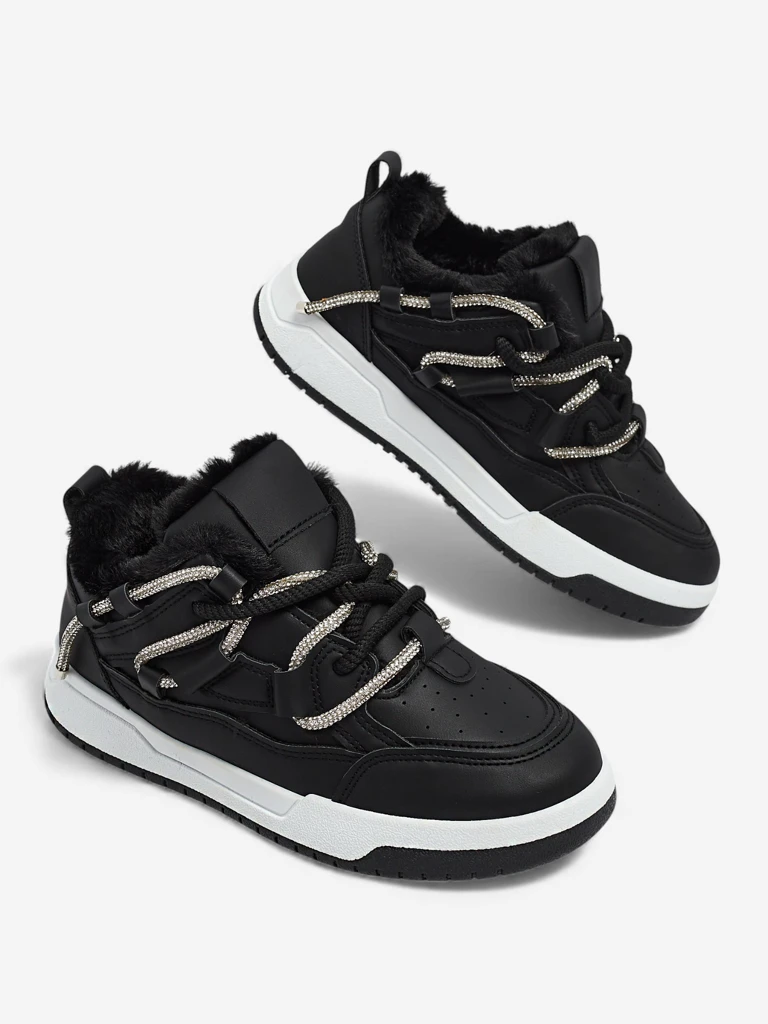 Moteriški Sneakers'ai Luna Juodi iš Ekologiškos Odos Kasdienai