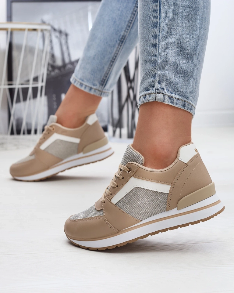 Royalfashion Светло-коричневые женские спортивные туфли с блестками Berilan