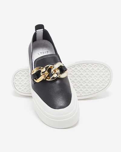 OUTLET Женские черные слипоны на толстой подошве с декором Senula - Обувь