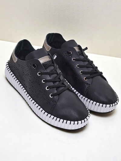 Royalfashion Women's Luna Lace Cutout Sneakers