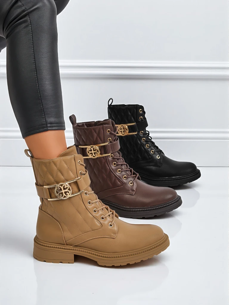 Стеганые женские ботинки из экологичной кожи Sable Rose