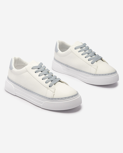 Balti moteriški sportiniai bateliai su mėlynais įdėklais Assalia - Avalynė