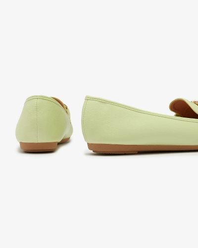 Žali eko odos moteriški mokasinai su puošyba Wiwet-Footwear