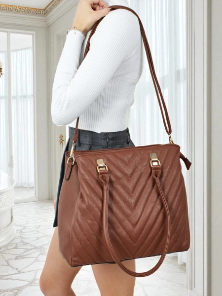 Женская сумка-шоппер из экокожи с тиснением Corvella