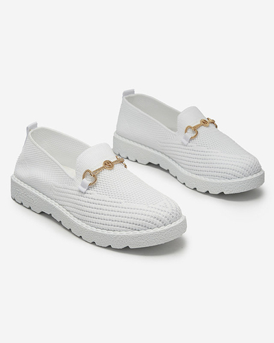 Balti moteriški sportbačiai su aukso puošmena Enelida - Avalynė