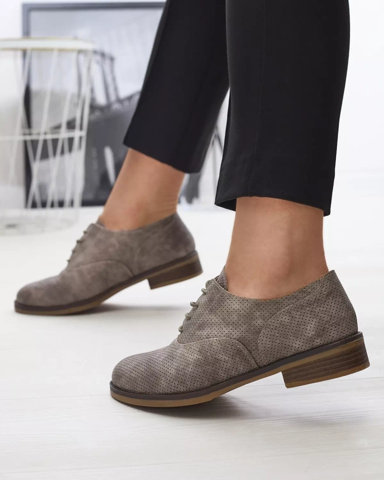 Moteriški ažūriniai pusbačiai chaki spalvos Azedvi - Avalynė