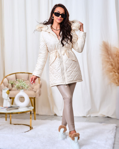 Royalfashion Женская стеганая зимняя куртка в цвете экрю