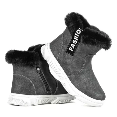 Czarne botki dziewczęce z futerkiem Fominna - Obuwie