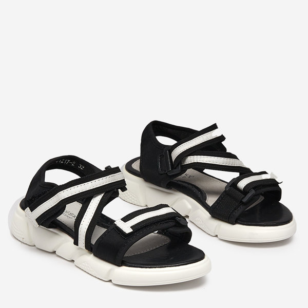 Juodos ir baltos vaikiškos basutės užsegamos Velcro Modis - Shoes