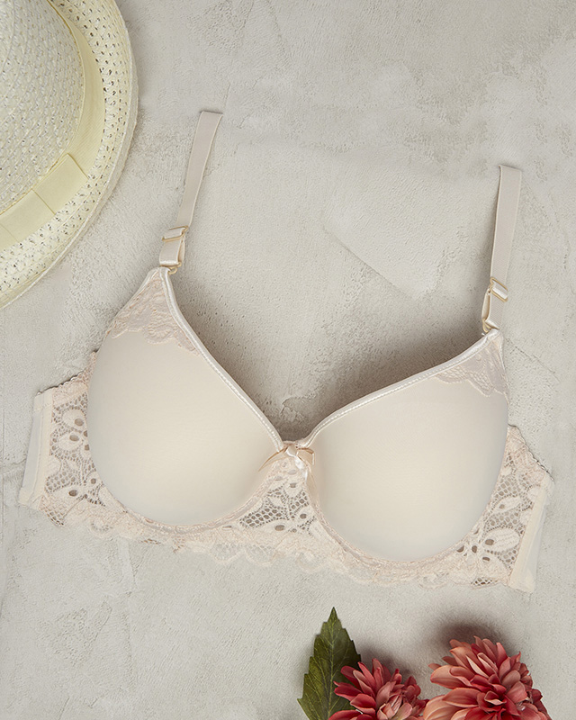 Smėlio spalvos nėriniuota moteriška liemenėlė - Apatinis trikotažas