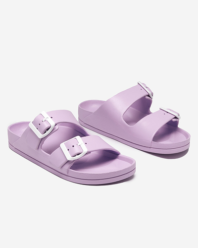 OUTLET Violetinės moteriškos šlepetės su sagtimis Teliwo - Avalynė