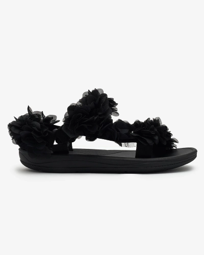 Royalfashion Черные женские сандалии с цветами Alferroy