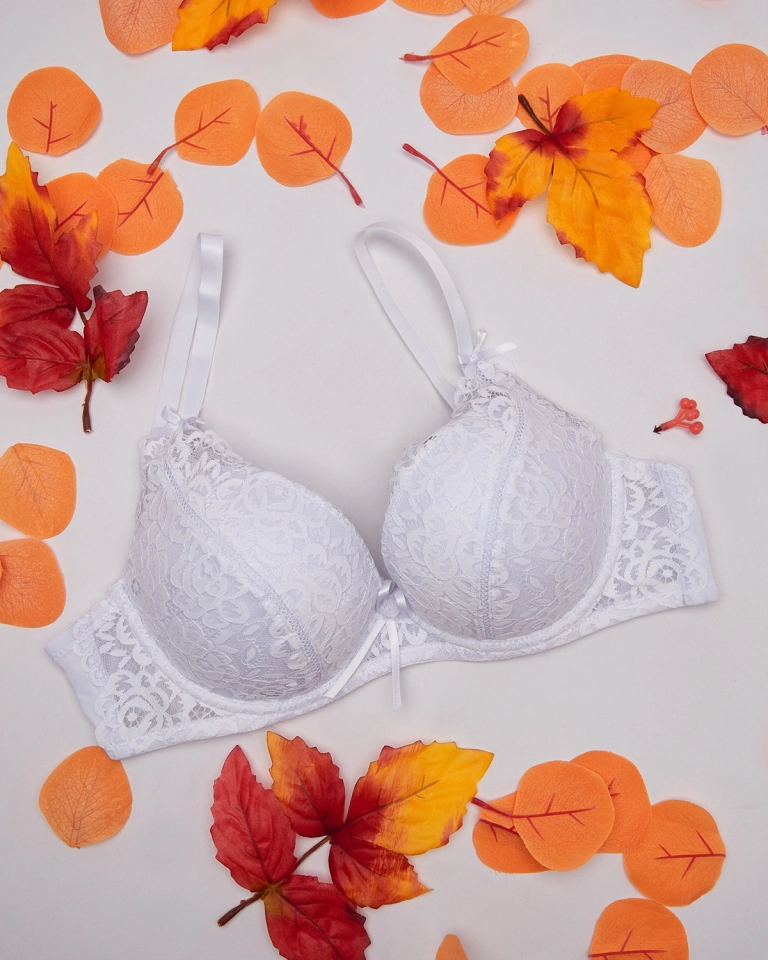 Royalfashion Женский бюстгальтер с кружевным декором белого цвета