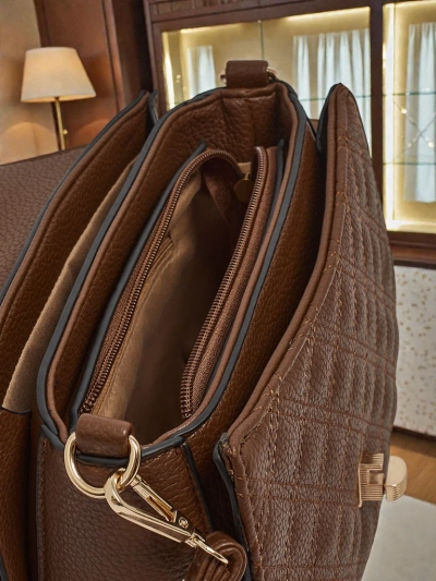 Torebka Damska Luna Ciemnobrązowa Ekoskórzana Elegancka