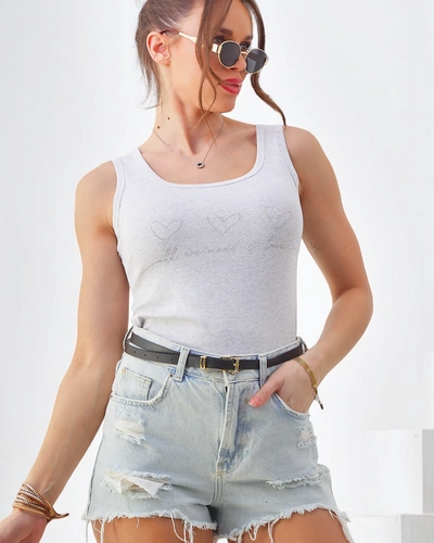 Royalfashion Хлопковый женский безрукавный топ с маленькими сердечками