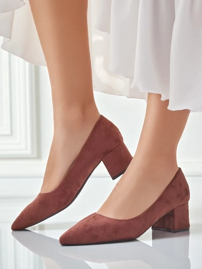 Aurelia Classico – Brown Suede Block Heel Pumps 4.5 cm