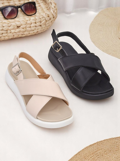 Royalfashion Women's Riva Star sandals on a thicker sole