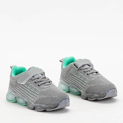 Серые кроссовки с элементами цвета мяты Doni