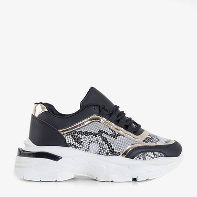 Juodi moteriški sportiniai bateliai su įspaudais a'la gyvatės oda Botar - Avalynė