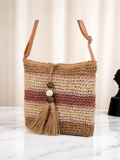 Royalfashion Маленькая женская соломенная сумочка в полоску Charm Mini