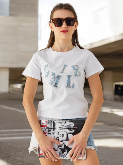 Женская хлопковая блузка Royalfashion с надписью