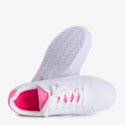 Białe damskie tenisówki z różowymi wstawkami Xandra - Obuwie