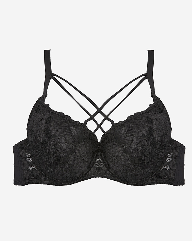 Черный женский бюстгальтер на косточках с бретелями - Нижнее белье