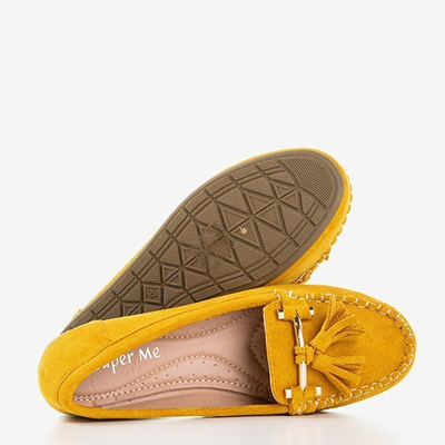 Żółte damskie mokasyny z frędzelkami Sylorine - Obuwie