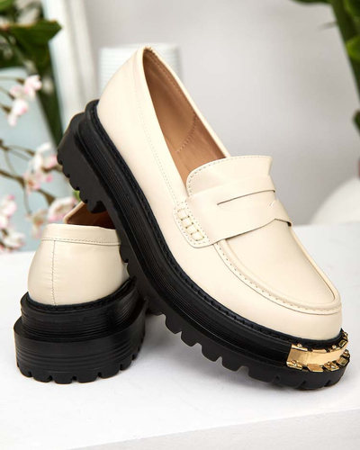 Женские лоферы Aurelia бежевые на платформе 5 см - стильные и удобные