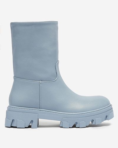 Голубые женские сапоги с утеплением Mekira