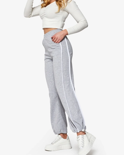 Женские серые широкие треники с полосками - Одежда