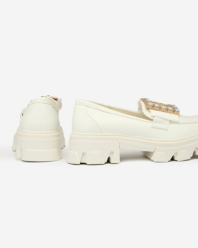 "Royalfashion" Balti mokasinai su dekoru ant nosies "Alomease"