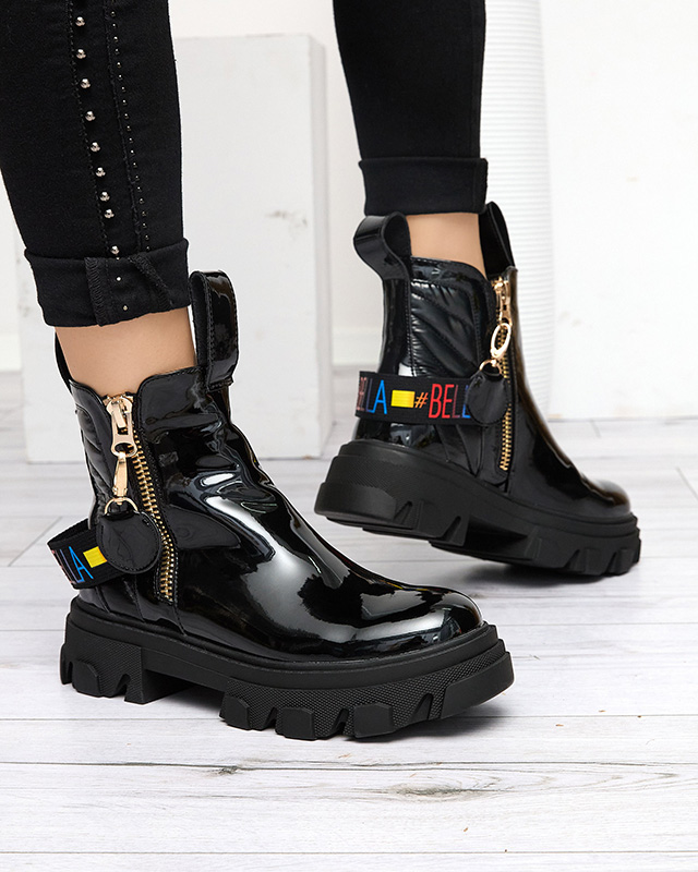 Moteriški juodi lakuoti batai Osallu - Avalynė