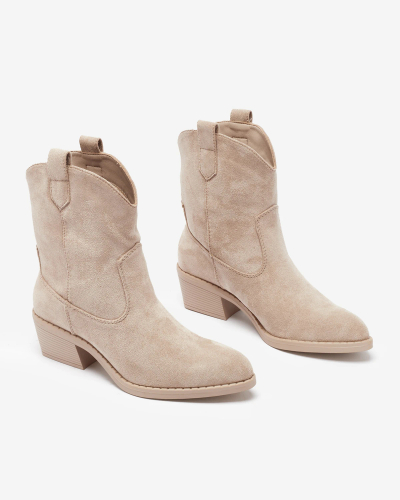 Royalfashion Бежевые женские утепленные ковбойские сапоги Bronco