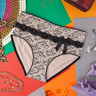 Трусики женские с принтом, цвет бежевый PLUS SIZE- Нижнее белье