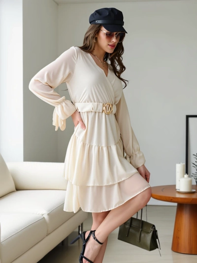 Женское мини-платье Royalfashion с рюшами и запахом