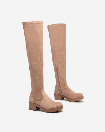 Royalfashion Smėlio spalvos moteriški aukštakulniai su plokščiu kulnu Keteris