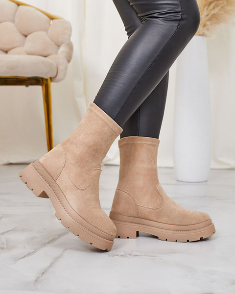 Royalfashion Женские сапоги из эко-замши бежевого цвета Classy Girl