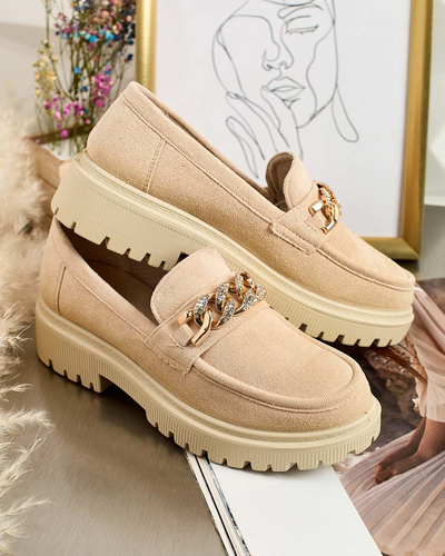 Royalfashion Moteriški eko zomšos mokasinai su ornamentu Lehels