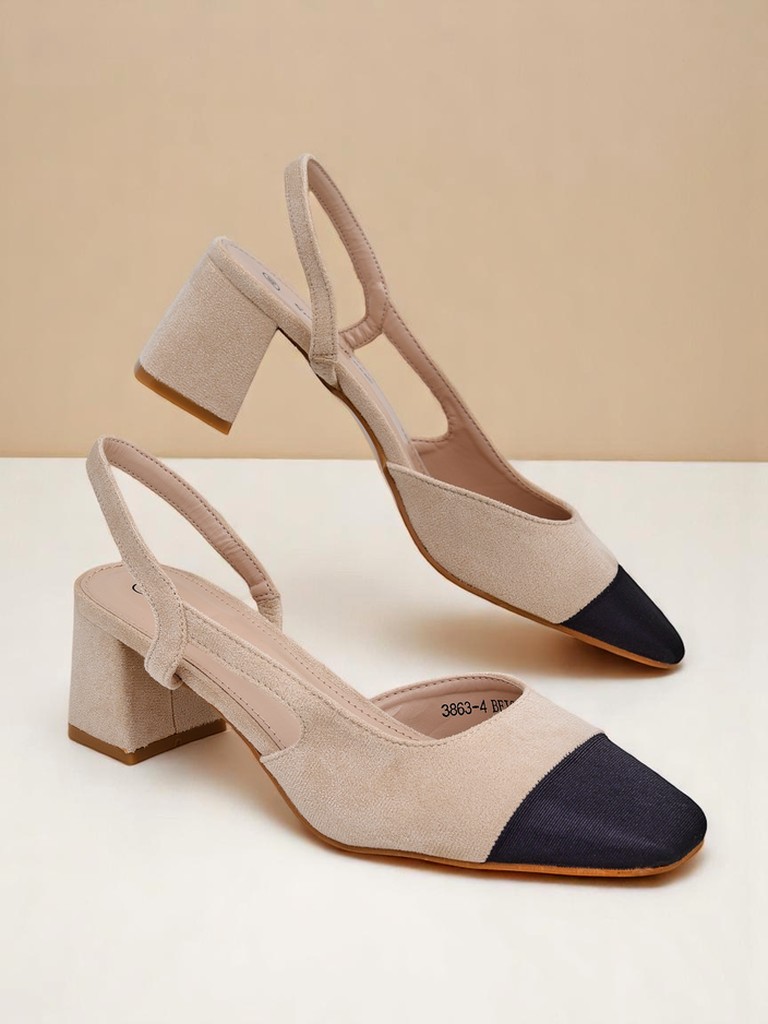 Royalfashion Damskie czółenka Eleganzo – niski obcas, ozdobny nosek