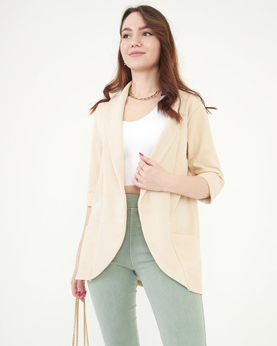 Kreminis moteriškas apsiaustas be užsegimo - Drabužiai