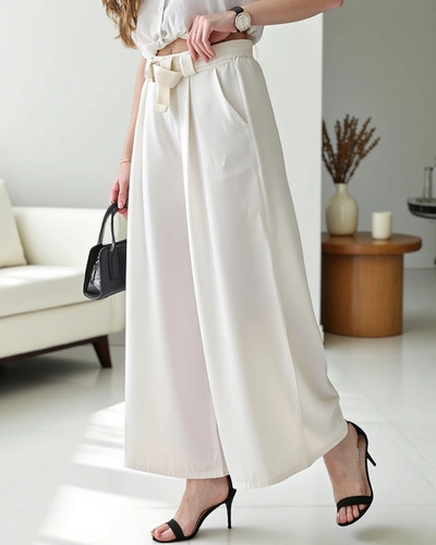 Royalfashion Широкие женские брюки с поясом