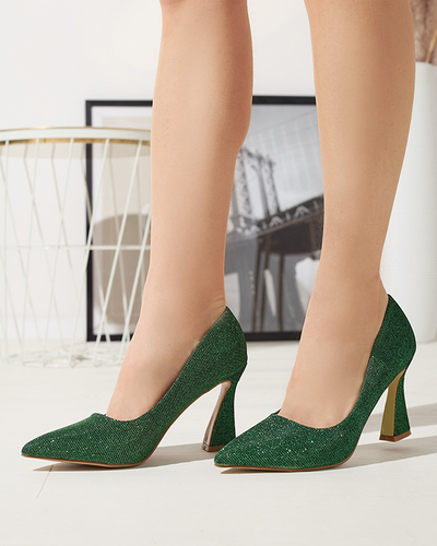 Женские парчовые туфли зеленого цвета Bluskita - Обувь