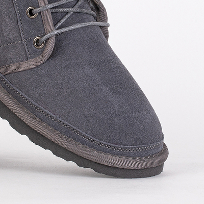 Vaikiški aulinukai „Luna“, balandžio pilkos spalvos, odiniai, patogūs žiemai