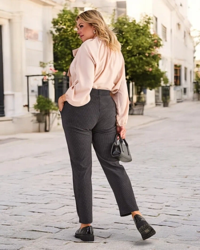 Royalfashion Женские утепленные треггинсы в горошек