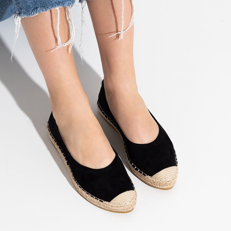 Moteriškos juodos eko-zomšos espadrilės Silina- Batai